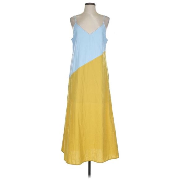 Wishlist blue yellow Colorblock boho midi cotton slip Sundress large. - Picture 1 of 10